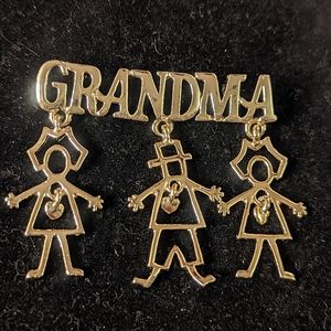 GRANDMA Gold Tone Brooch / Pin